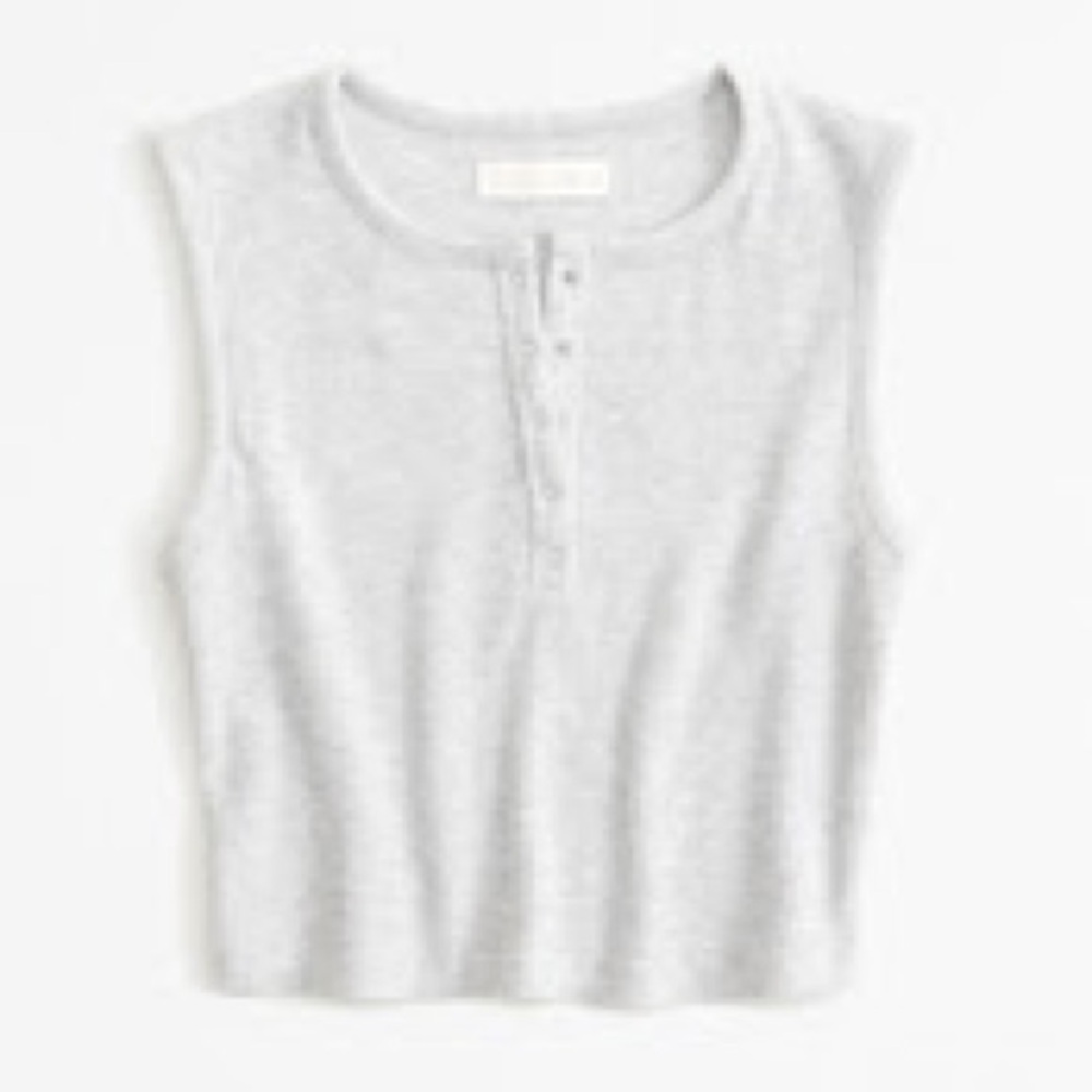 Abercrombie & Fitch Lounge Collection Sleeveless Henley Tank in Gray, size S